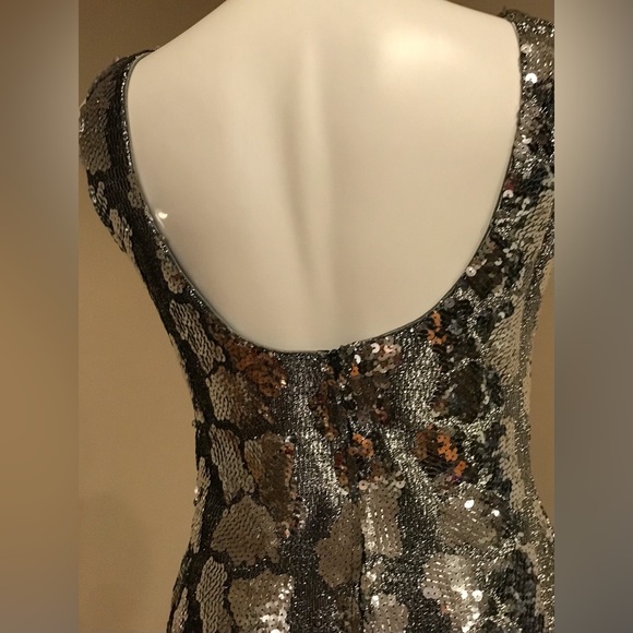 Dave & Johnny Vintage Silver Sleeveless Sequin Snake Pattern Dress 1980’s Sz 8 - Picture 5 of 14